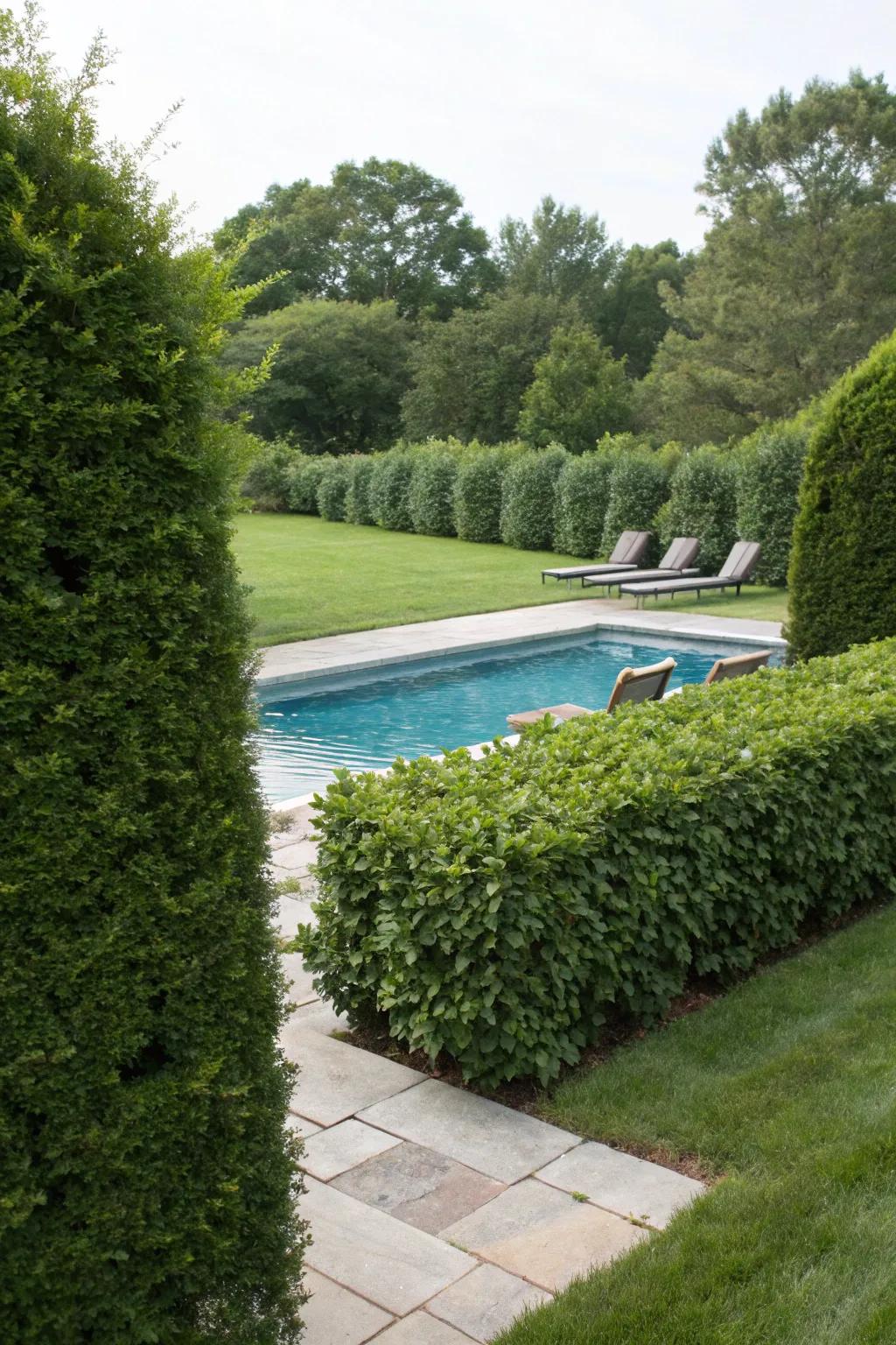 Hedges deliver fashionable privacy for your pool.
