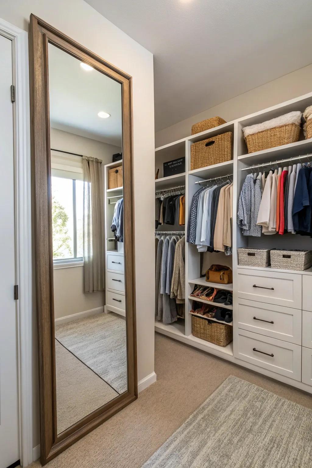 Make your closet more useful with a full-length mirror.