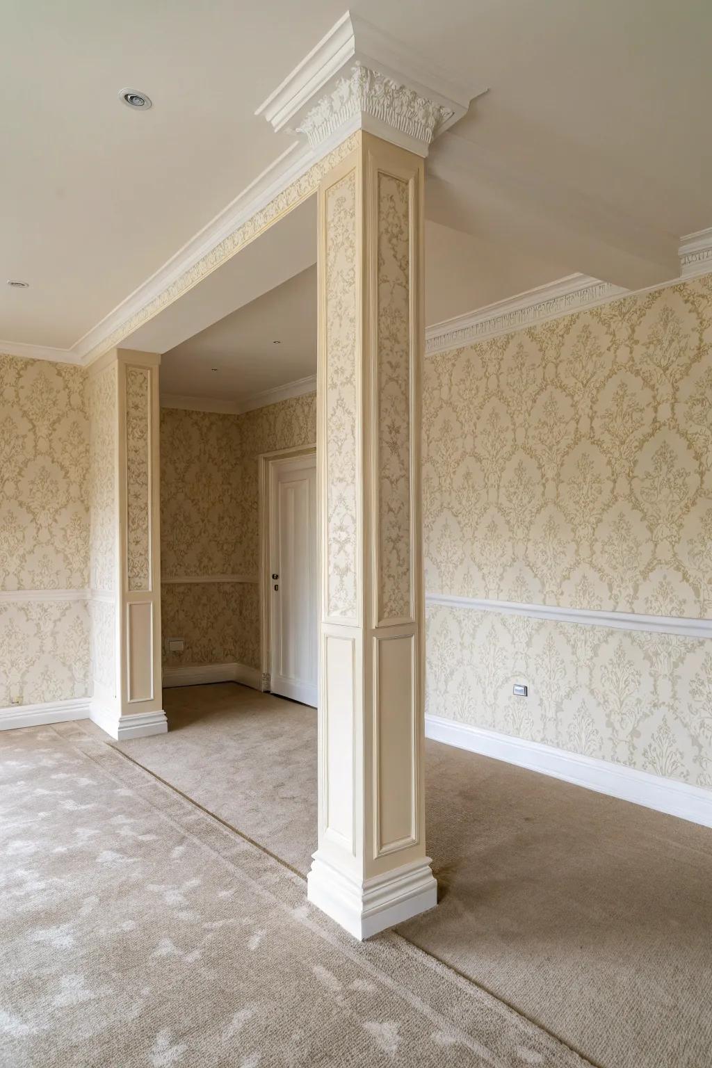 Wall covering creates a consistent aesthetic.