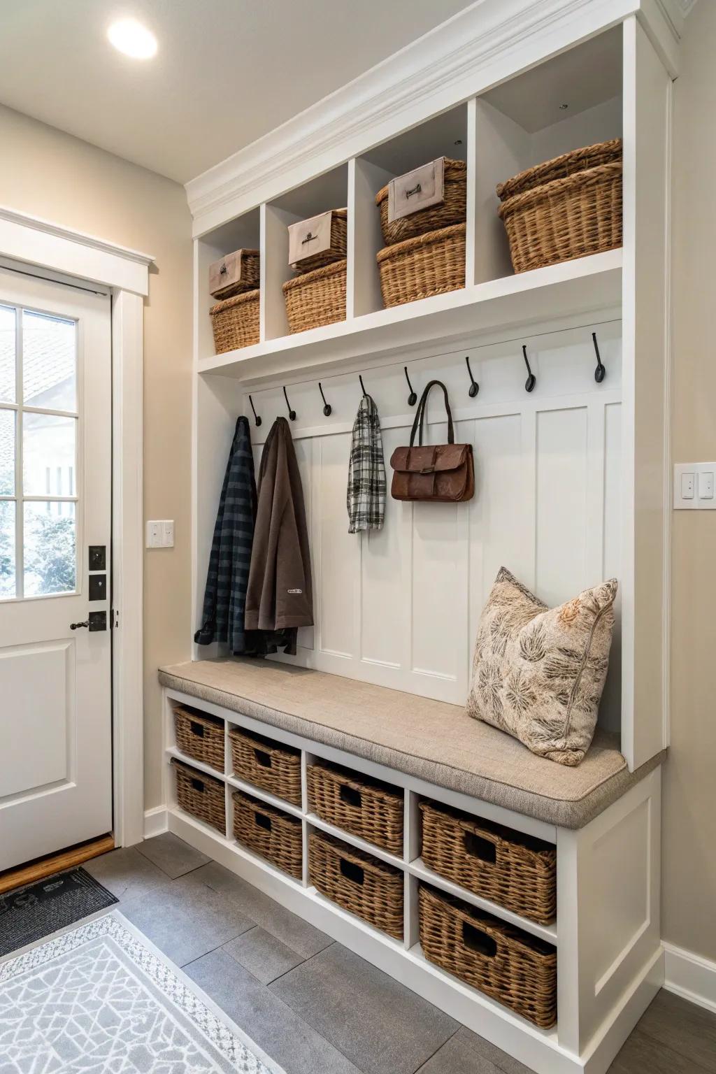 A well-organized entryway sets a welcoming tone.