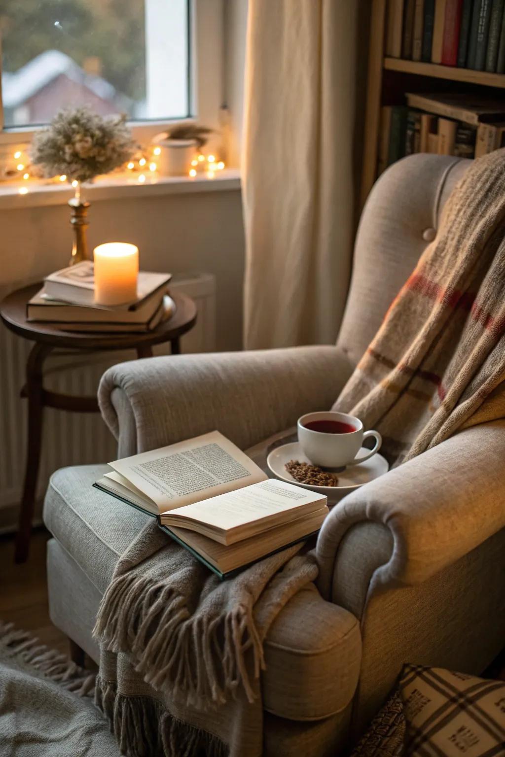 A reading nook provides the perfect winter escape.