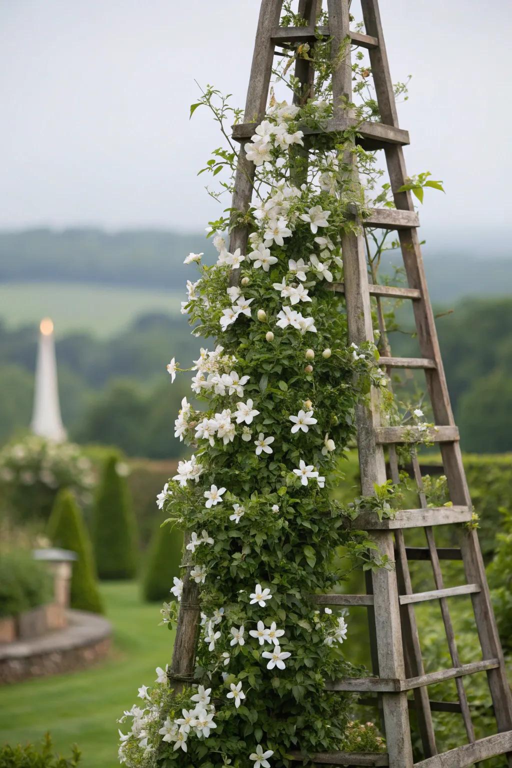 Incorporate elegance and stature with an obelisk blossom frame.