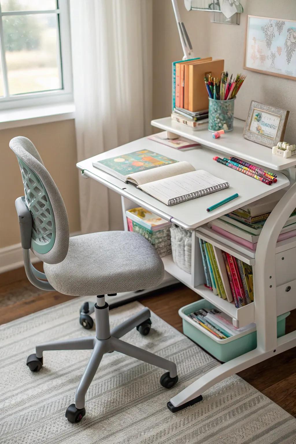 Cozy design and ergonomic features integrated into a singular chic chair.