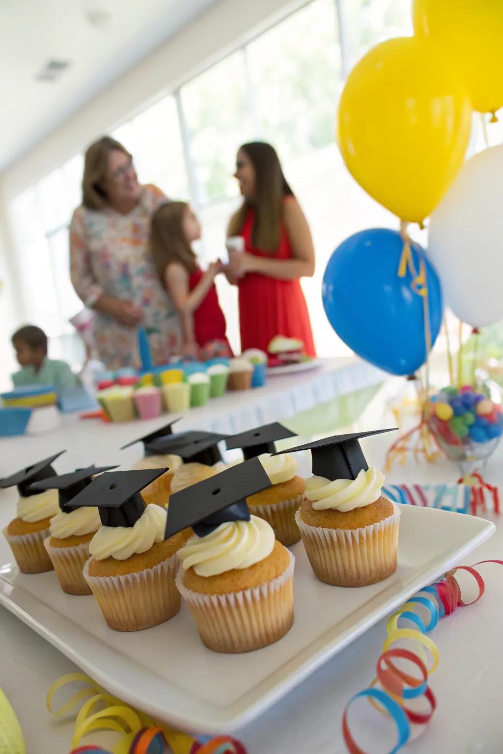 Adorable cupcake toppers adding a festive touch to the treats.