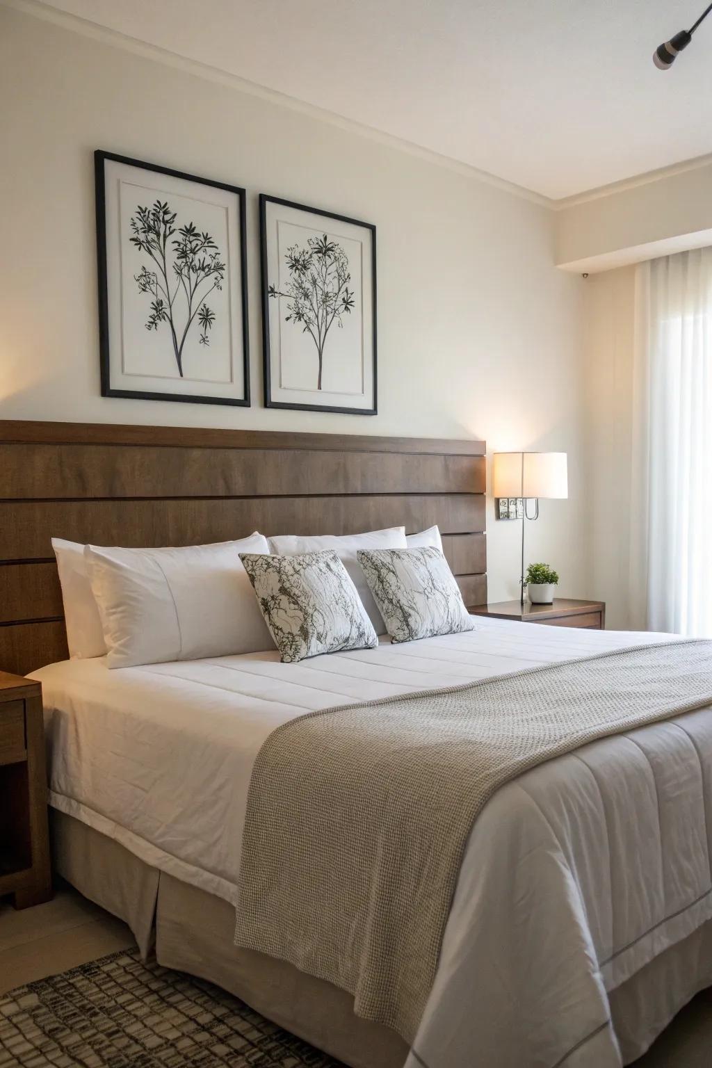 Simple art pieces reflect personal flair.