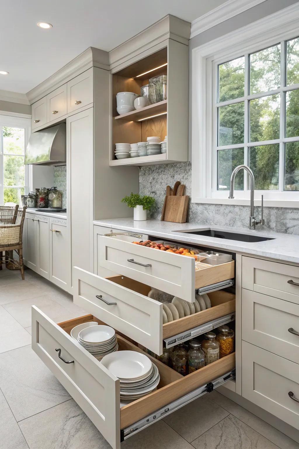 Smart storage solutions maximize space and minimize clutter.