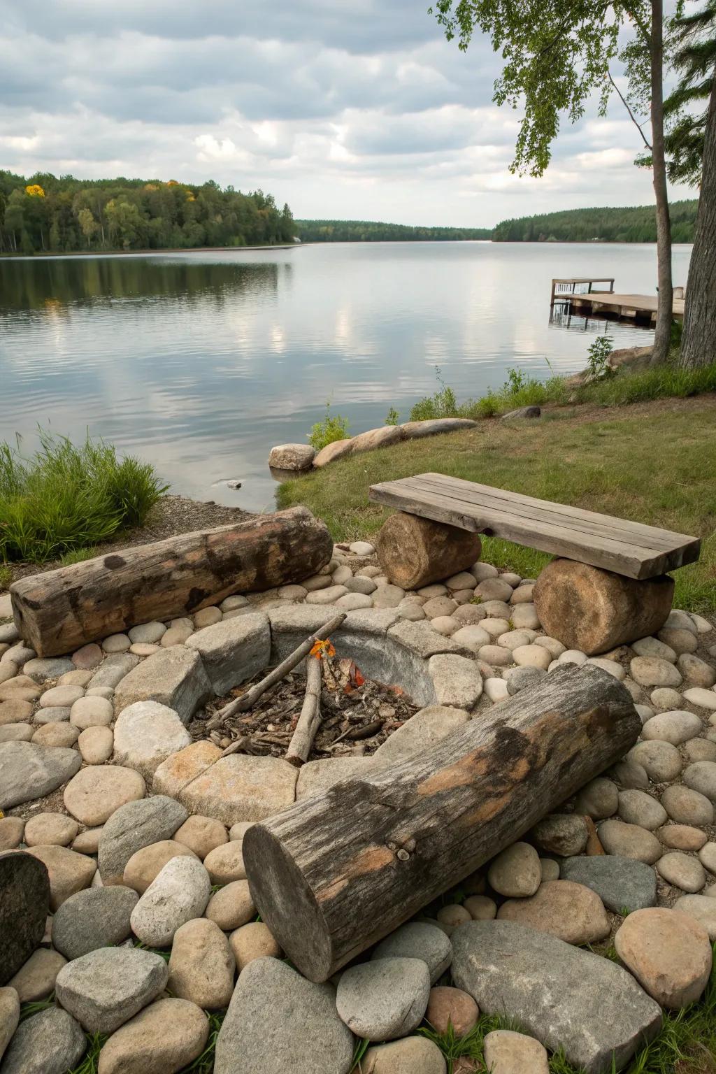 Log benches are a natural and inviting place to sit.