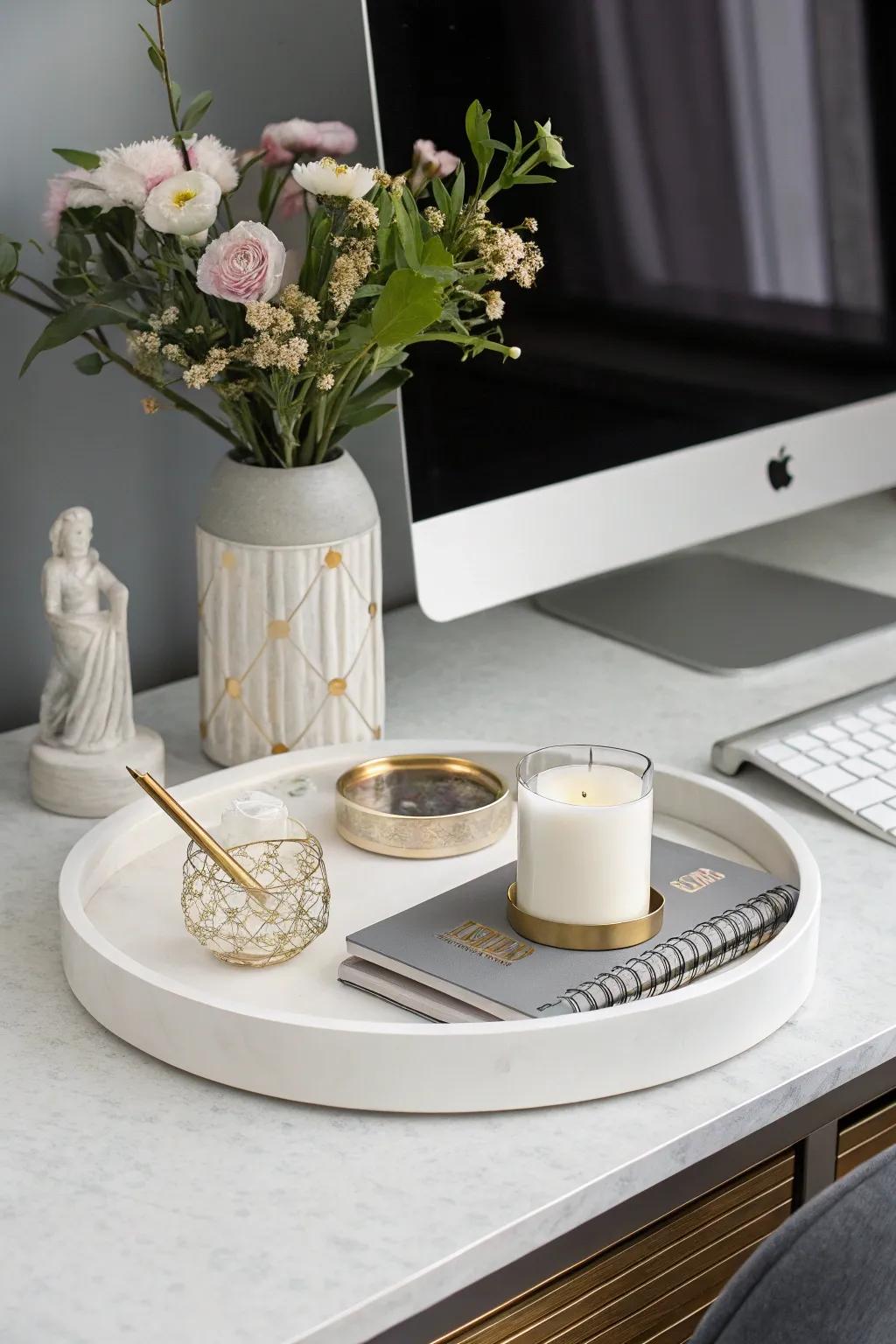 A minimalistic yet elegant arrangement over a rotating organizer.