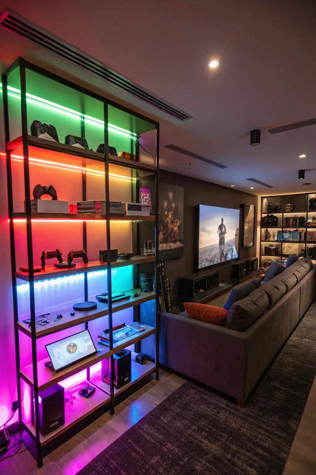 Make collectibles pop with LED shelving.