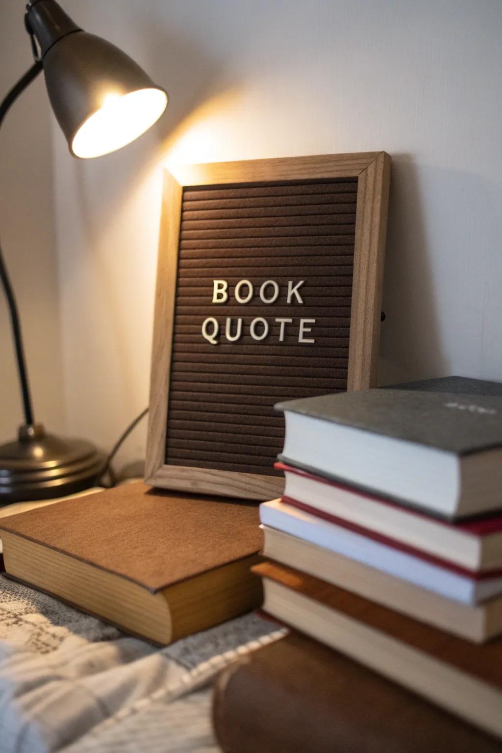 Enriching your decor with quotes from literature on your letter board.