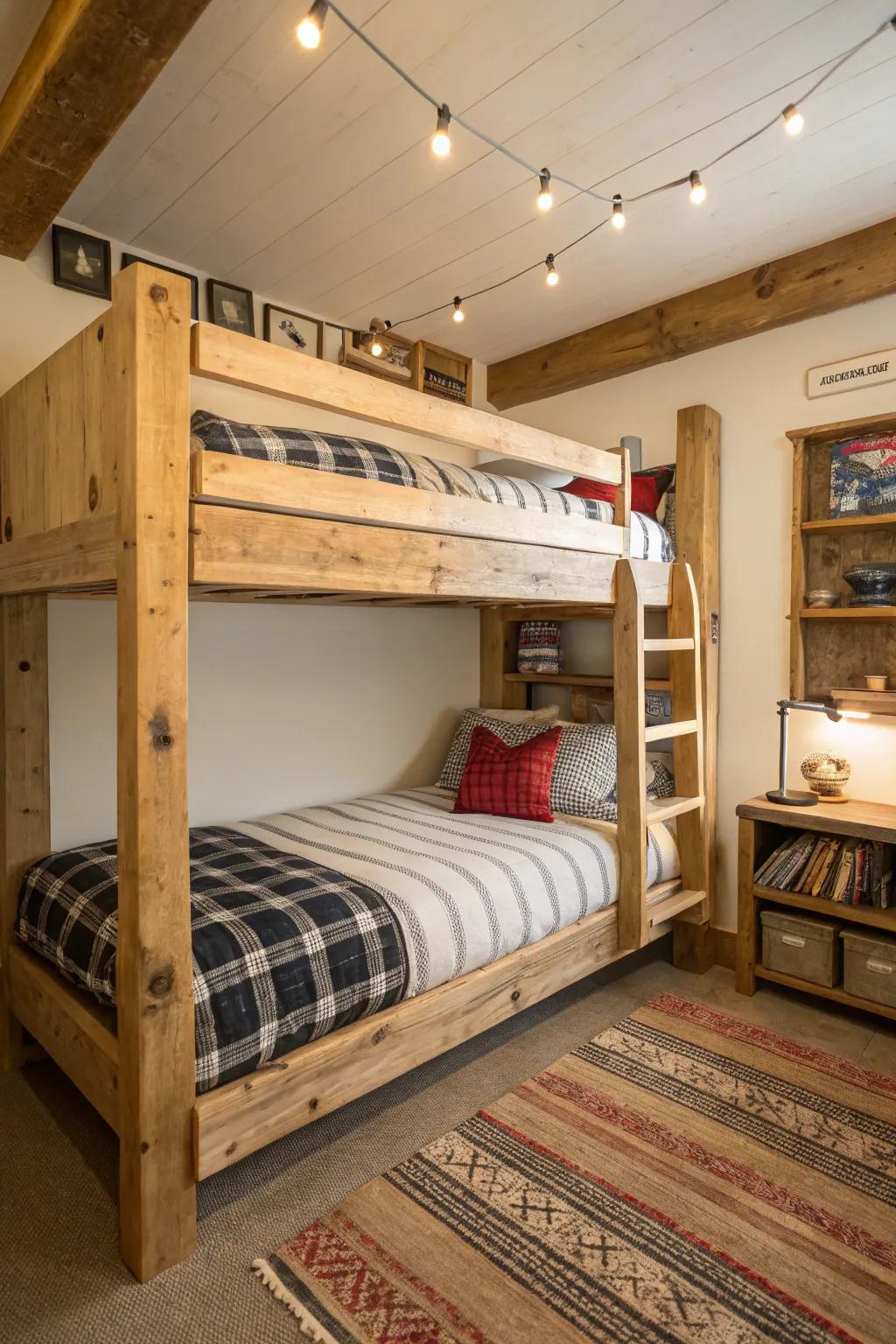 Natural wood brings rustic charm to small spaces.