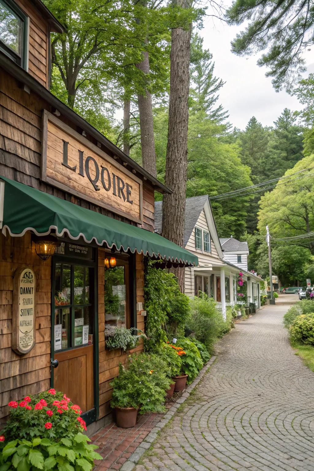 Country-style timber signs emanate warmth and coziness.