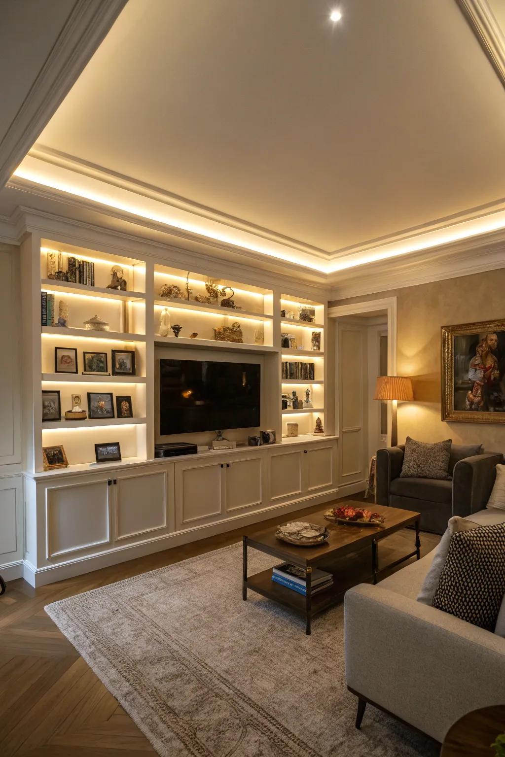 LED strips present a modern approach to emphasize architectural details.