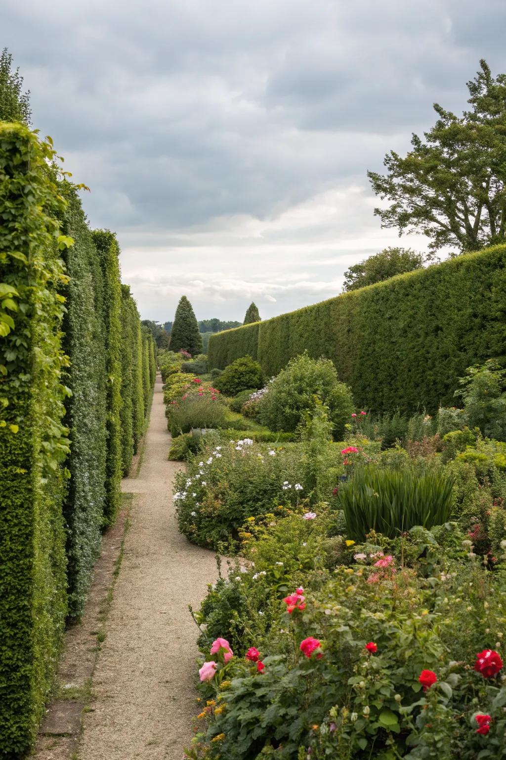 With lush hedge fencing, take advantage of natural privacy.
