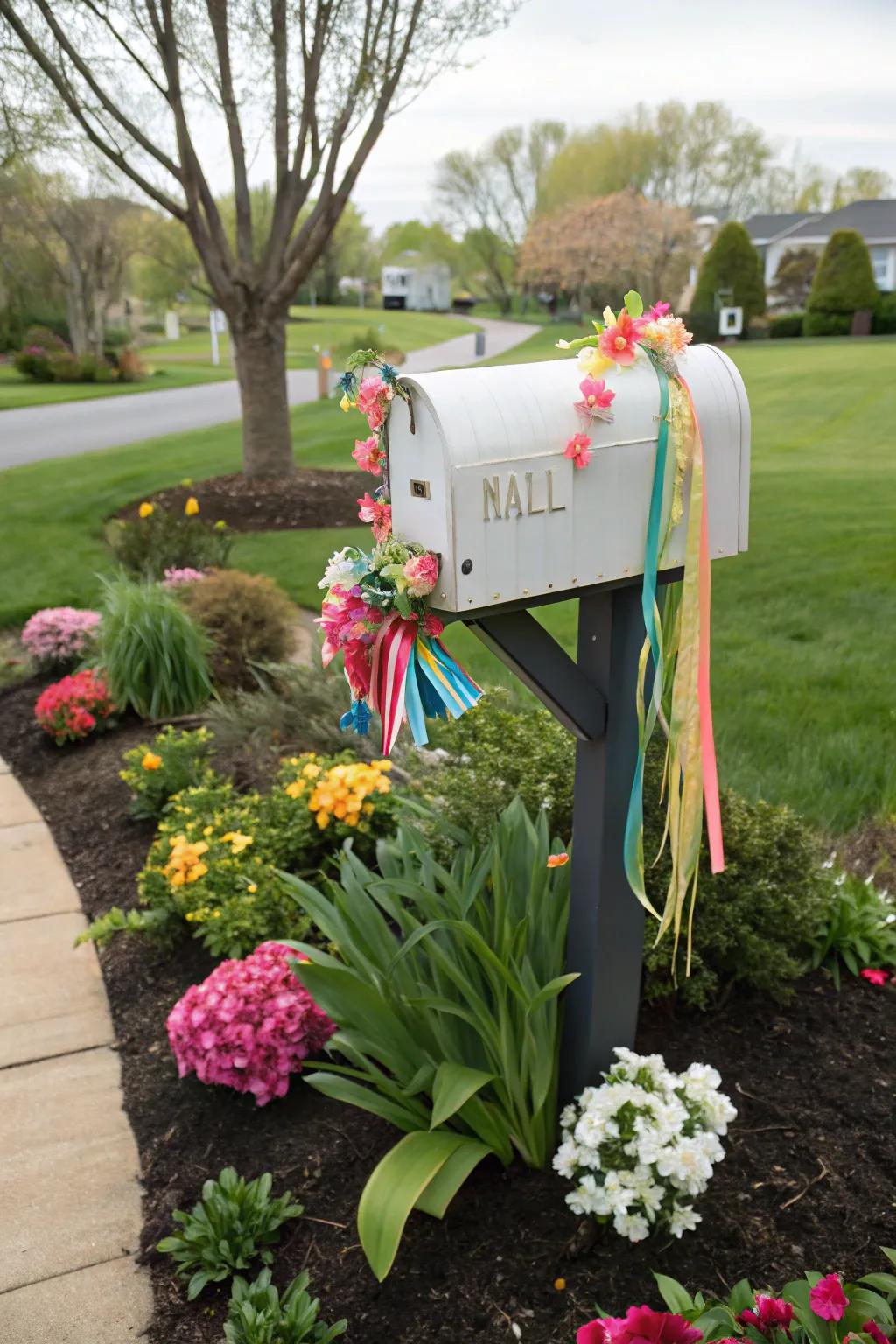 Bows and strands offer a no-maintenance way to decorate your mailbox