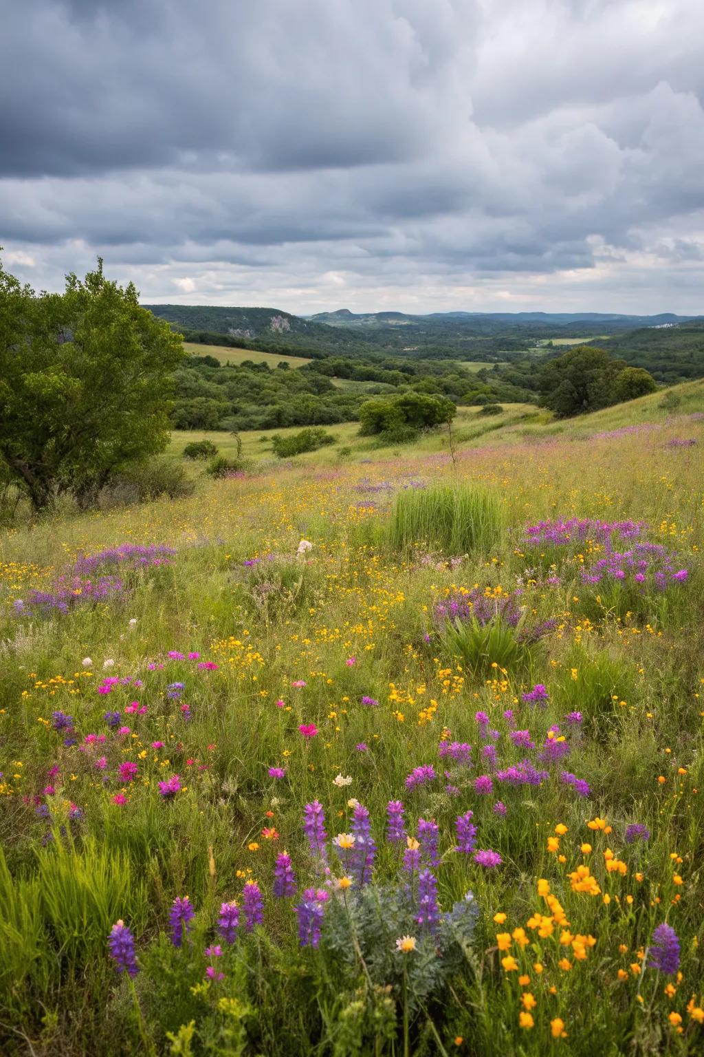 Wildflower spaces offer seasonal beauty that requires low maintenance.