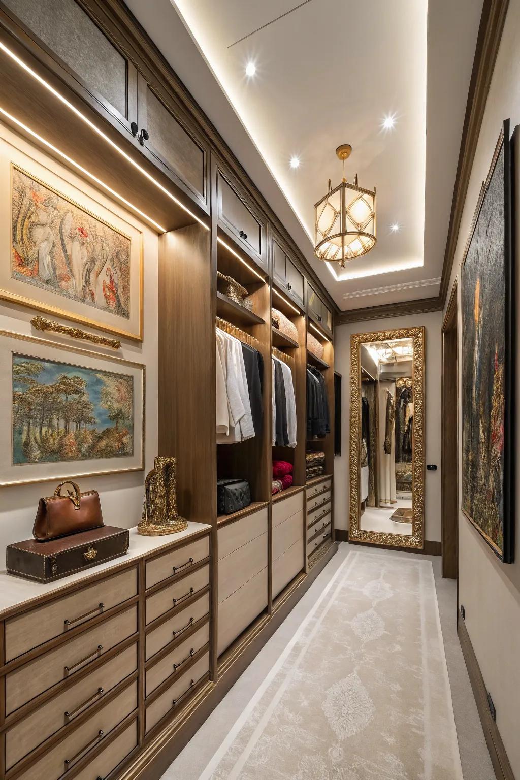 Refined artwork contributing personal flair to the closet.