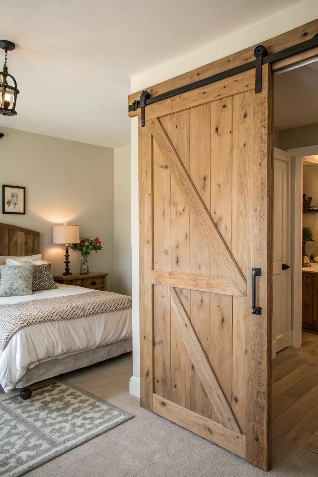 Natural wood barn doors provide lasting warmth and beauty.