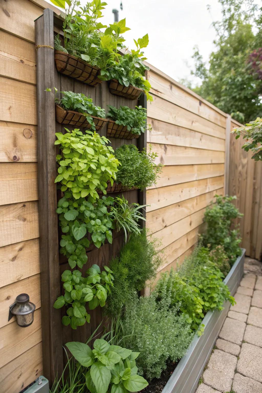 Vertical gardens make efficient use of space while offering fresh produce.