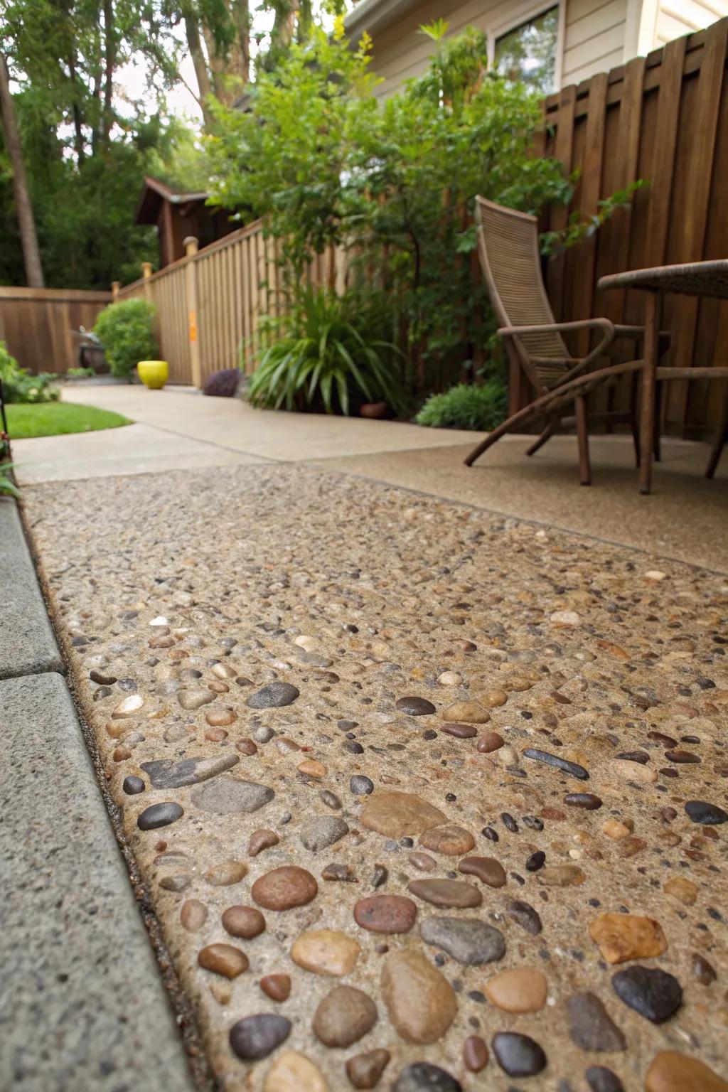 A natural palette ensures the patio blends with its environment.