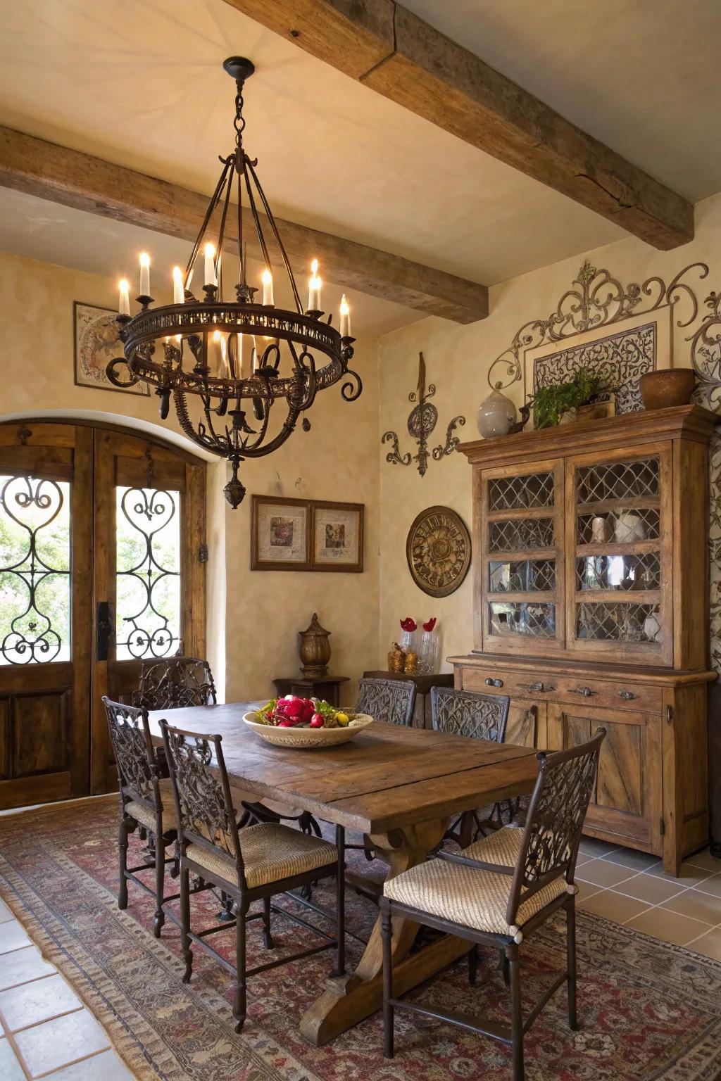 Black metal adds traditional charm to the space.