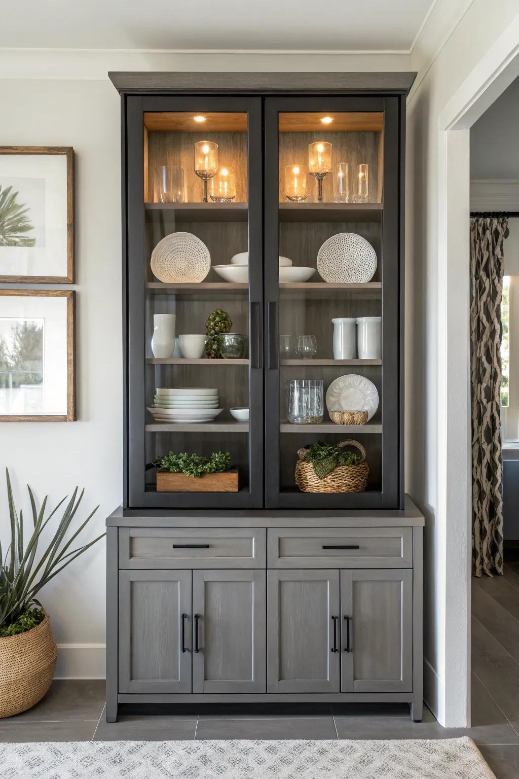 Balanced arrangements introduce stability and harmony to the hutch.