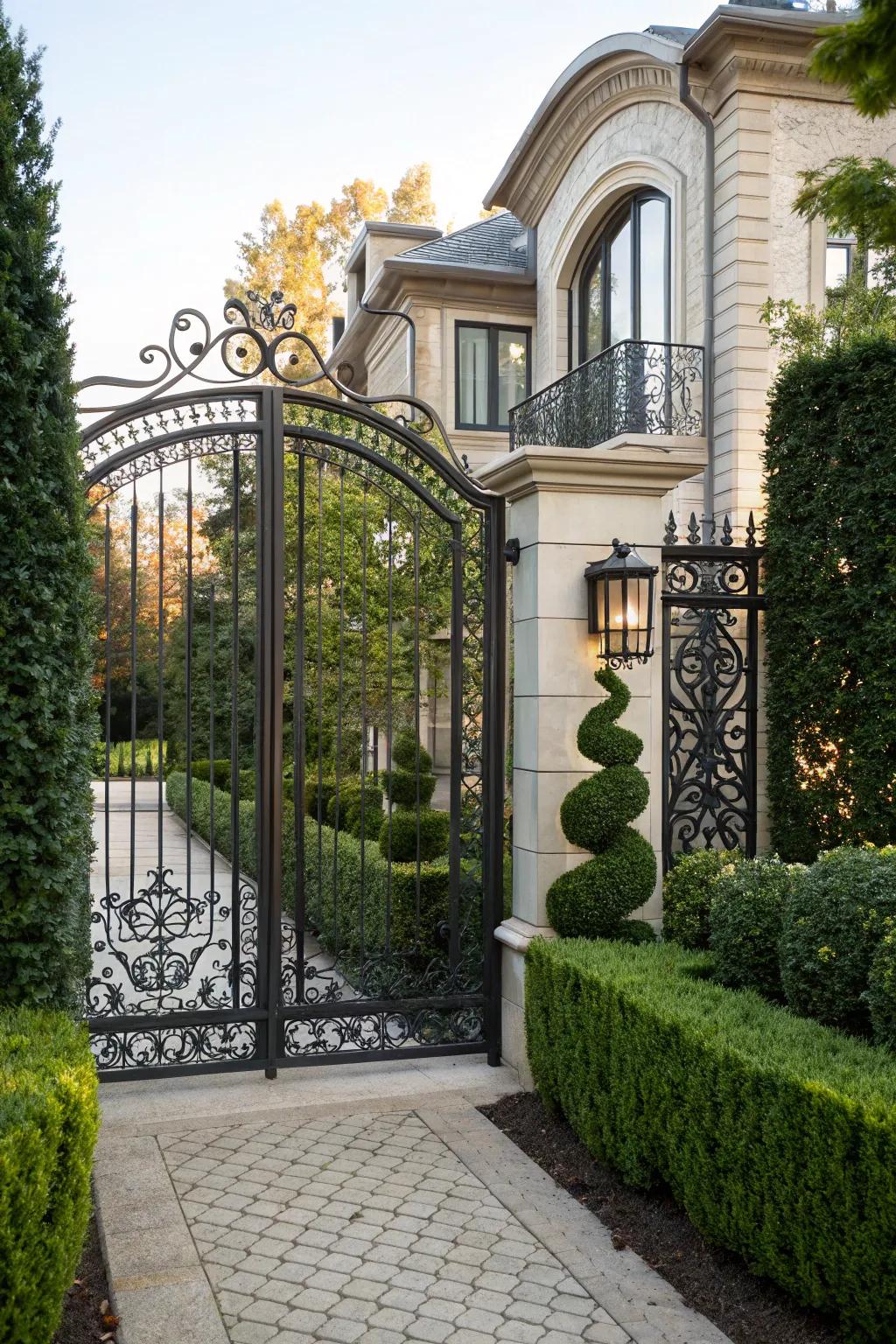 A decorative entryway creates an impressive entrance.