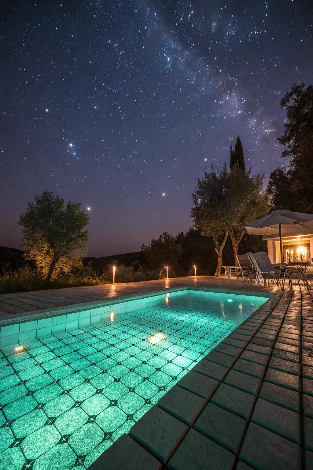 Glow tiles make pool time at night amazing.
