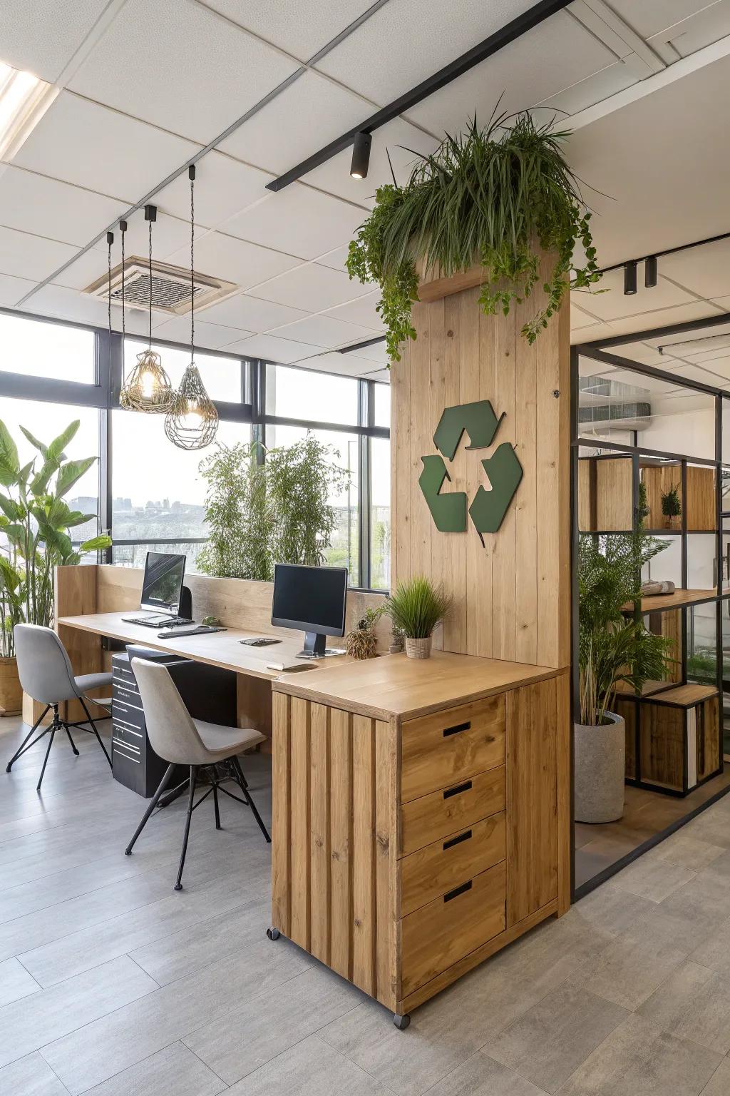 Eco-conscious resources present a sustainable and elegant option for office decor.