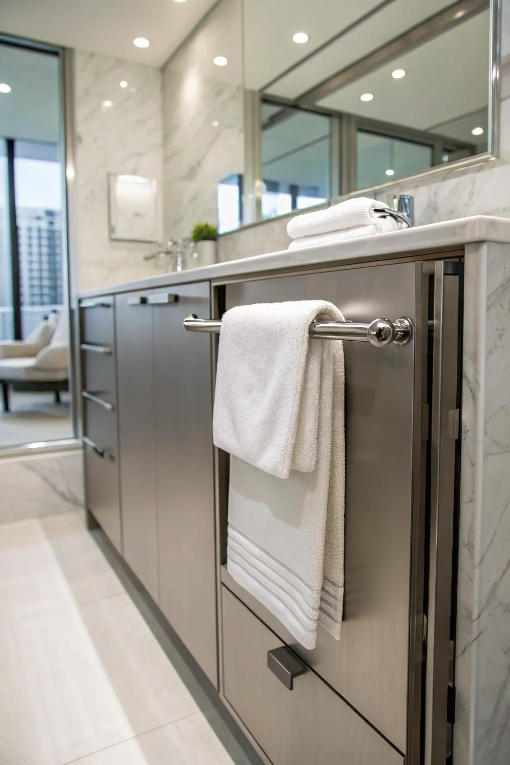 Innovative and non-intrusive: the clingy towel rail.