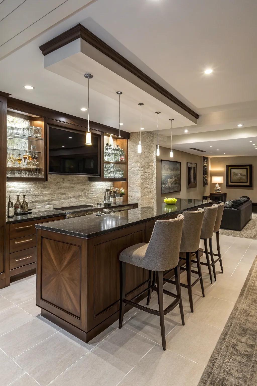 Seamlessly integrated wet bars enhance your home's flow.