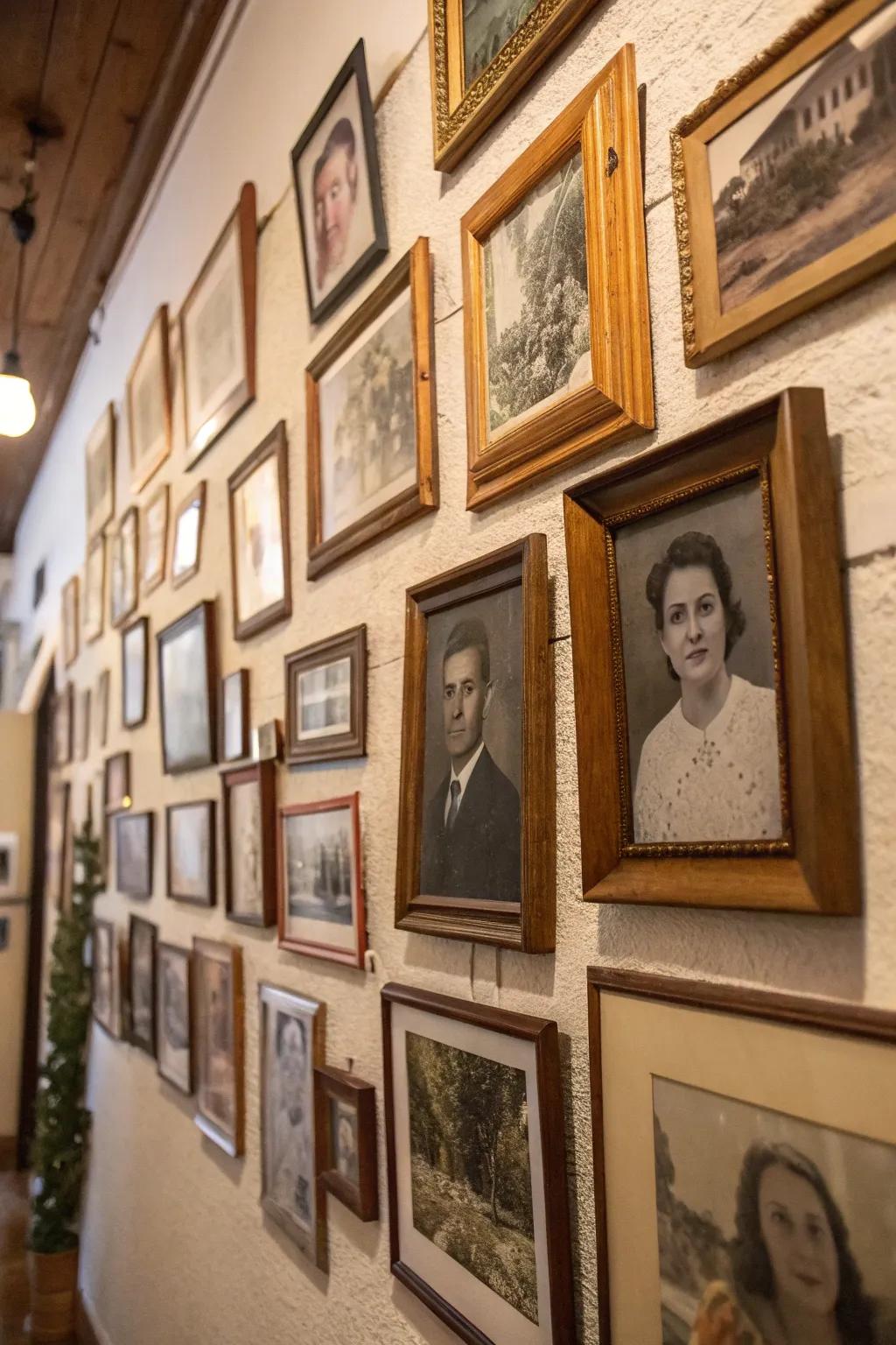 Celebrate family history with a vintage photo wall.