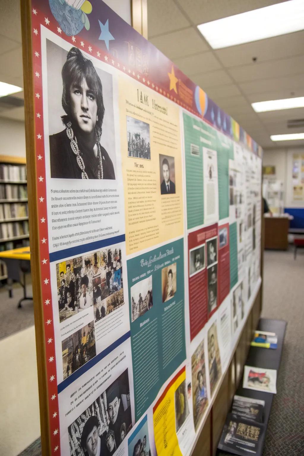 An engaging bulletin board charting the musical evolution timeline.