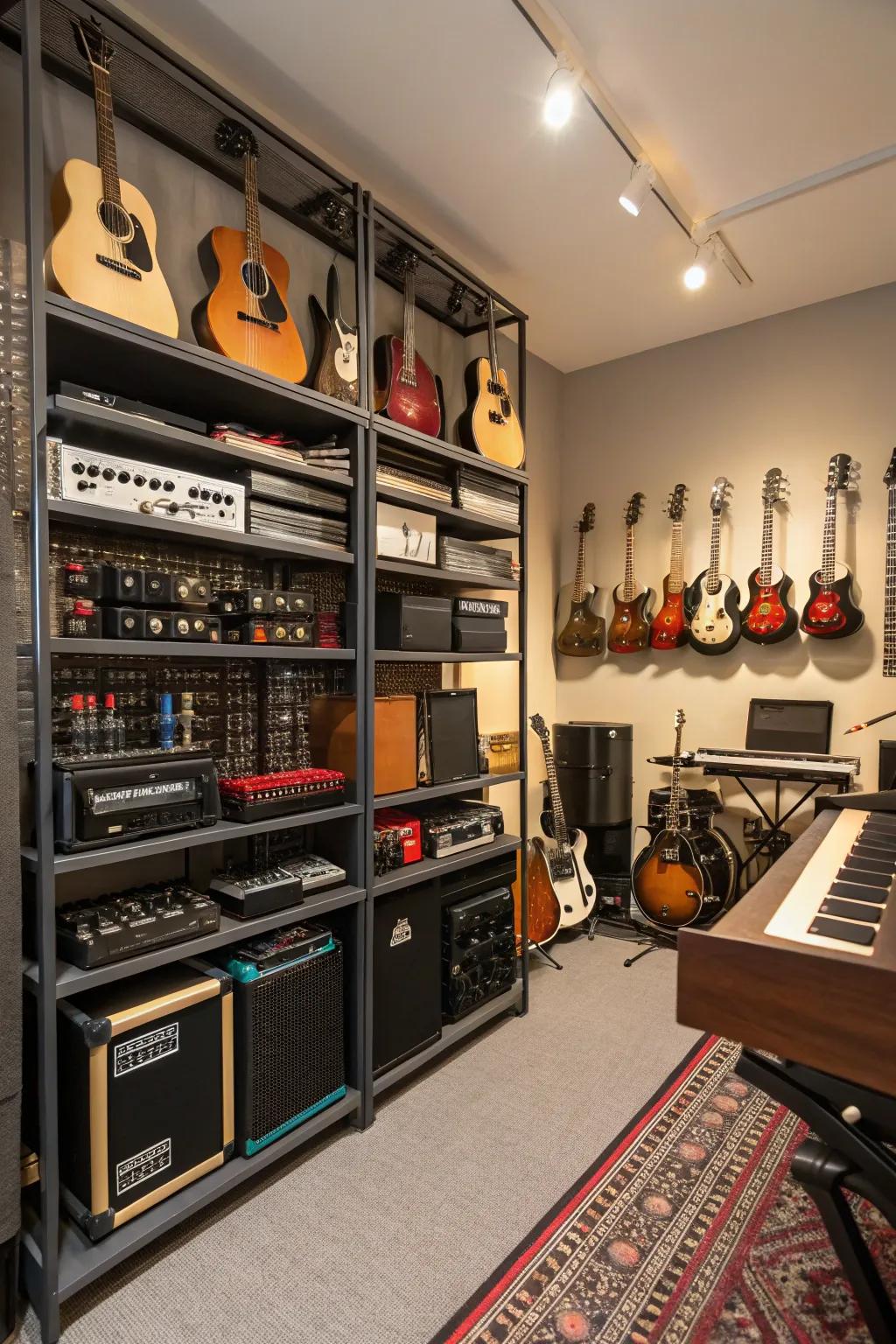 Vertical storage maximizes space efficiency.