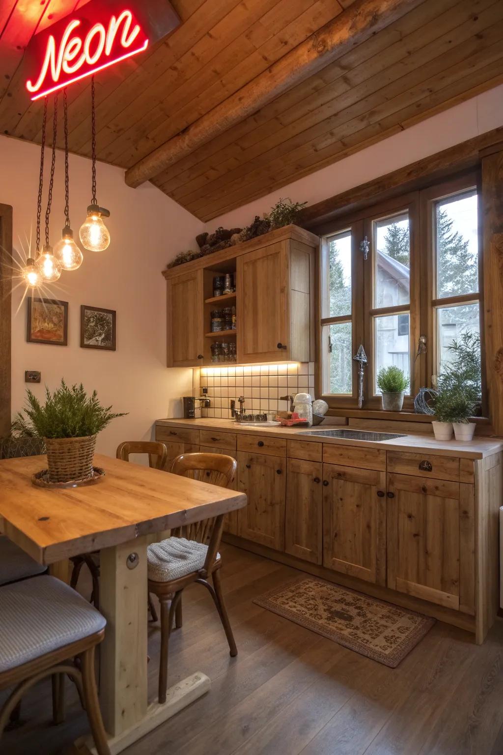 Illuminate your culinary space with an inviting neon design.