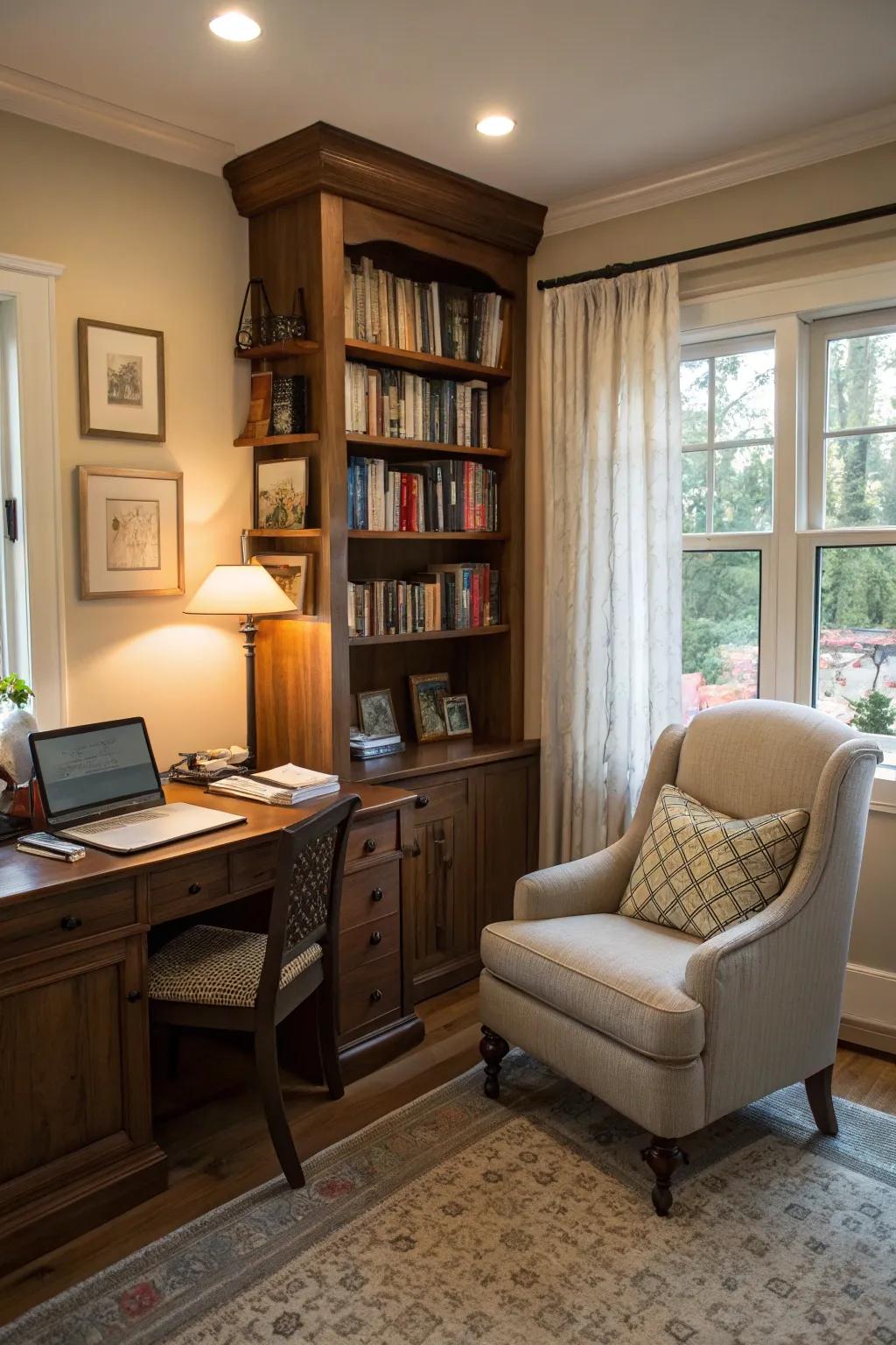 A snug nook for reading and relaxing.