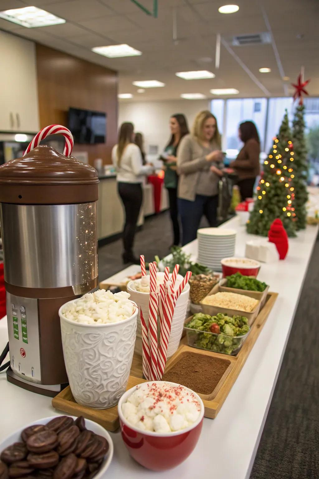 Indulge in warmth with a festive hot chocolate station.