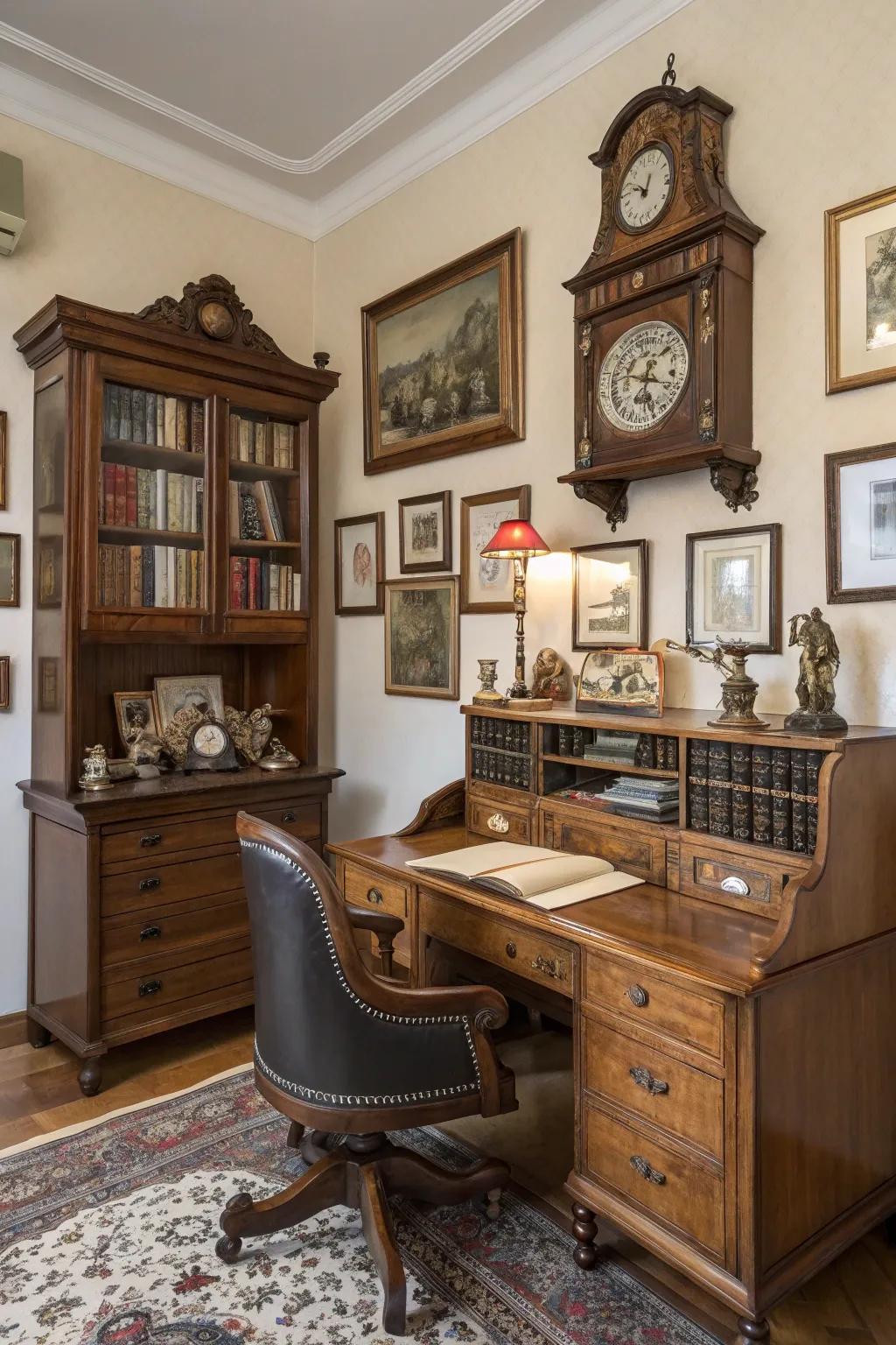 Vintage decor enhances elegance to your virtual scene.