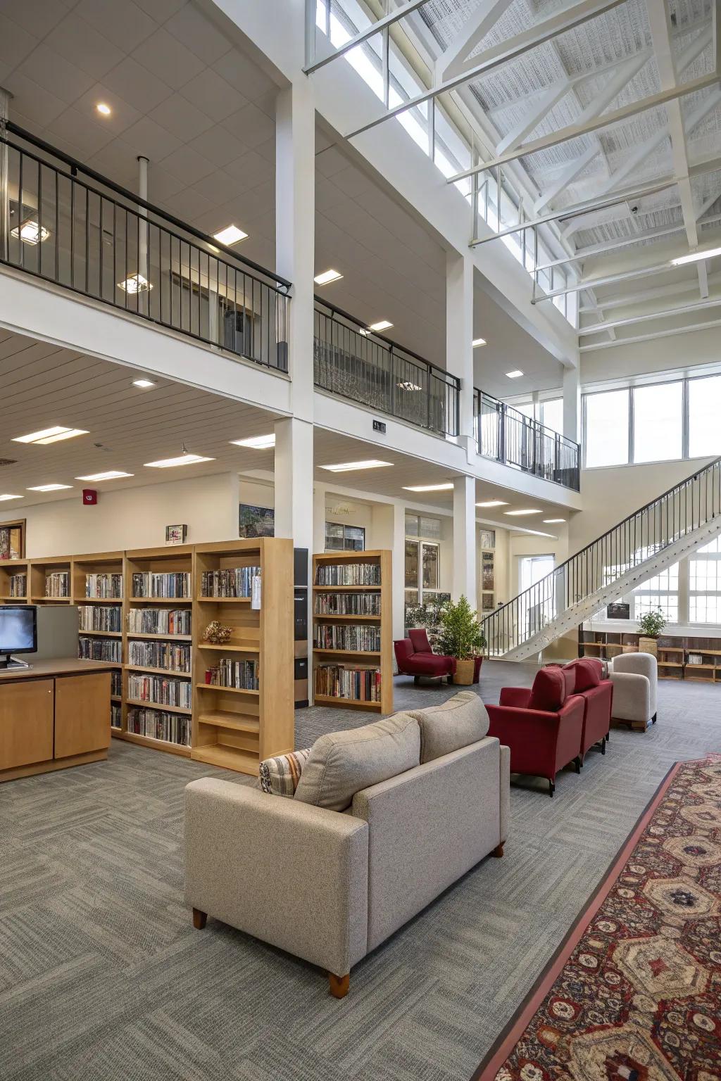 Visual dividers defining different areas within an open floor plan.