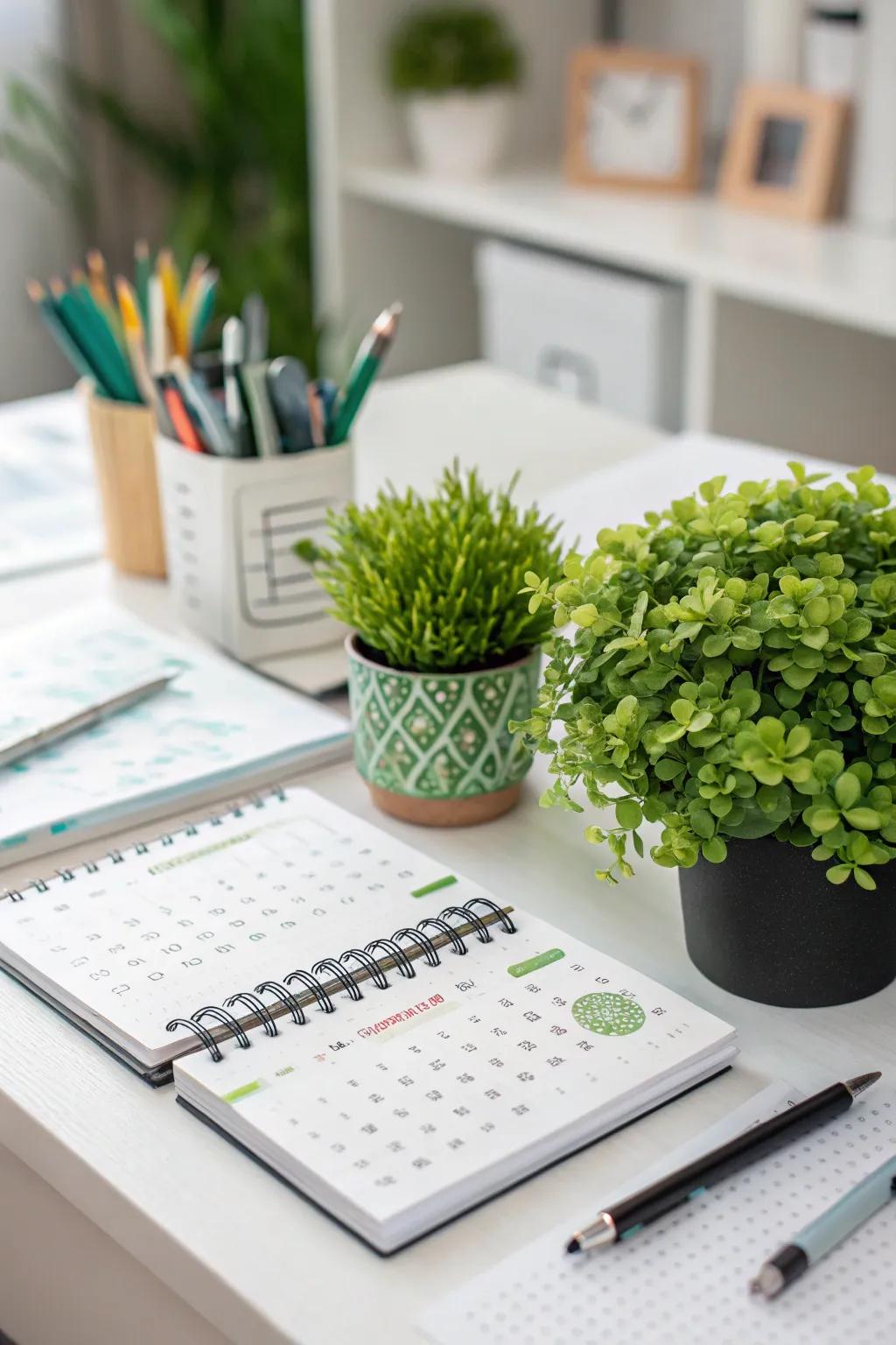 Desk plants bring a fresh breeze to your study area.