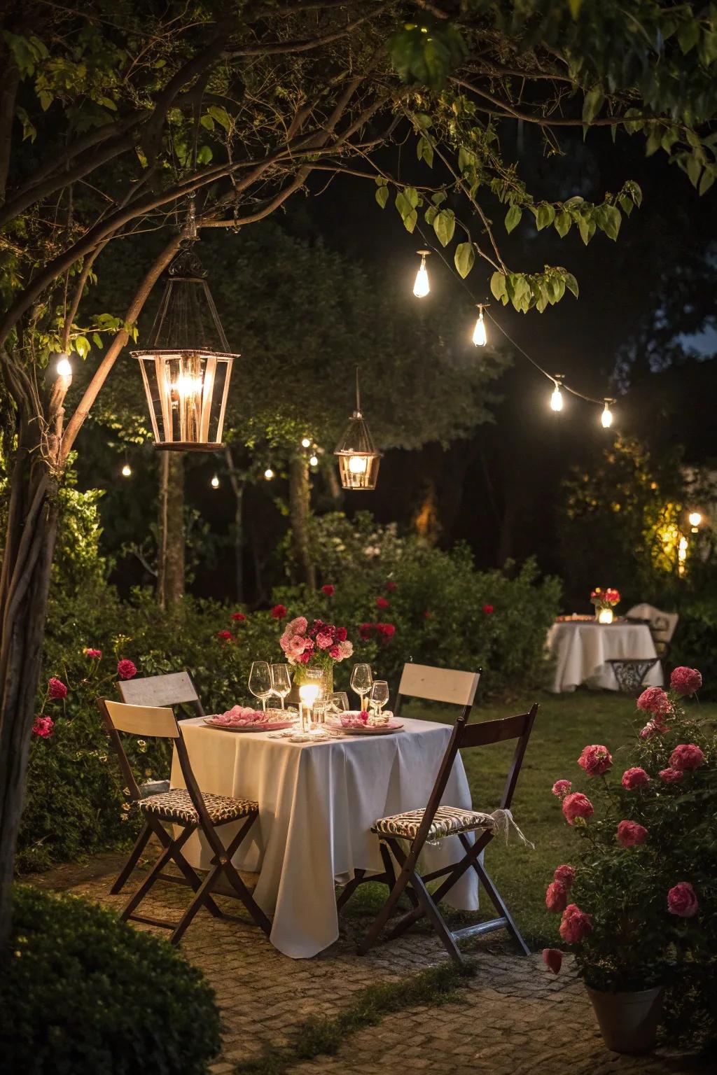 Produce a romantic ambiance with lantern-lit evenings.