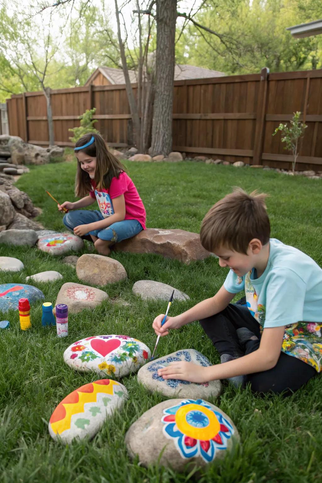 Infuse color into your garden with artistic rocks.