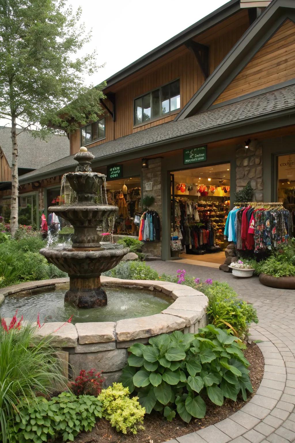 Fountain elements for auditory and visual serenity.