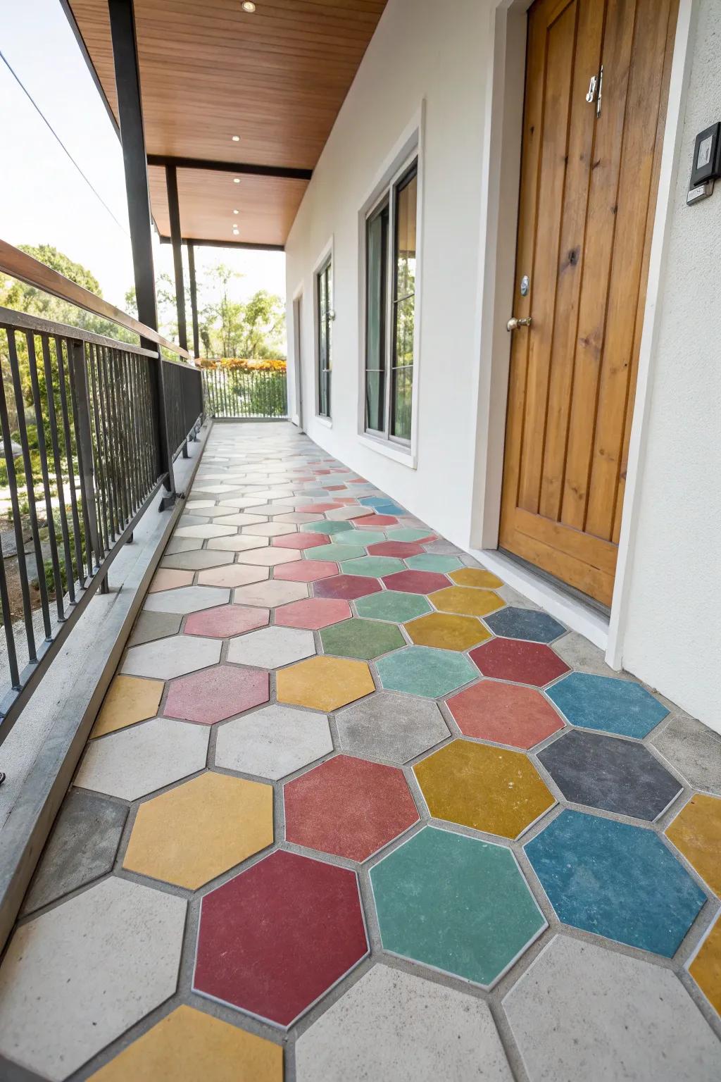 Introduce a modern twist with hexagon tiles.