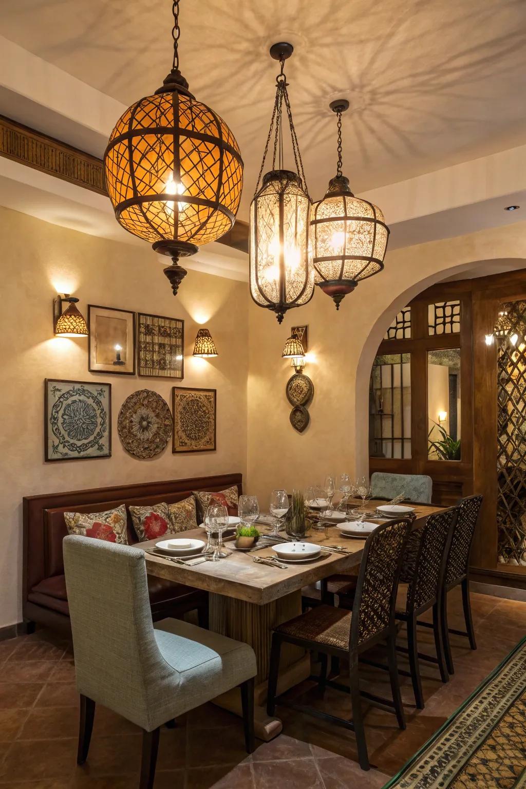 A varied collection of lighting aesthetics incorporates character and individuality.