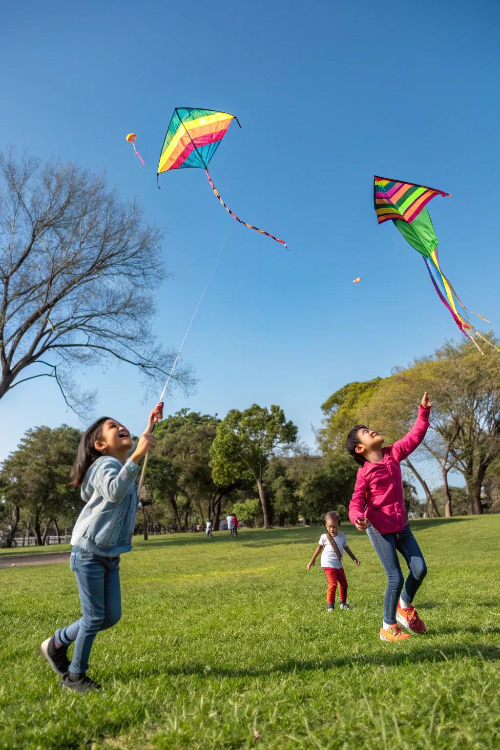 Kite flying adds a whimsical and joyful element to the party.