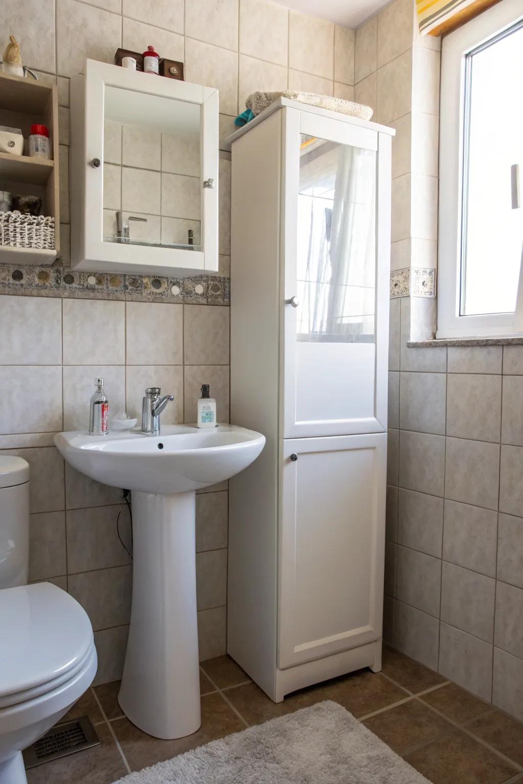 Cabinets utilizing vertical space.