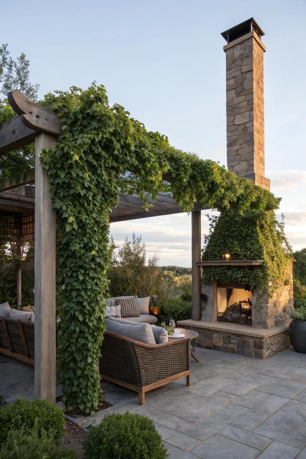 Add elegance and function with a pergola chimney.