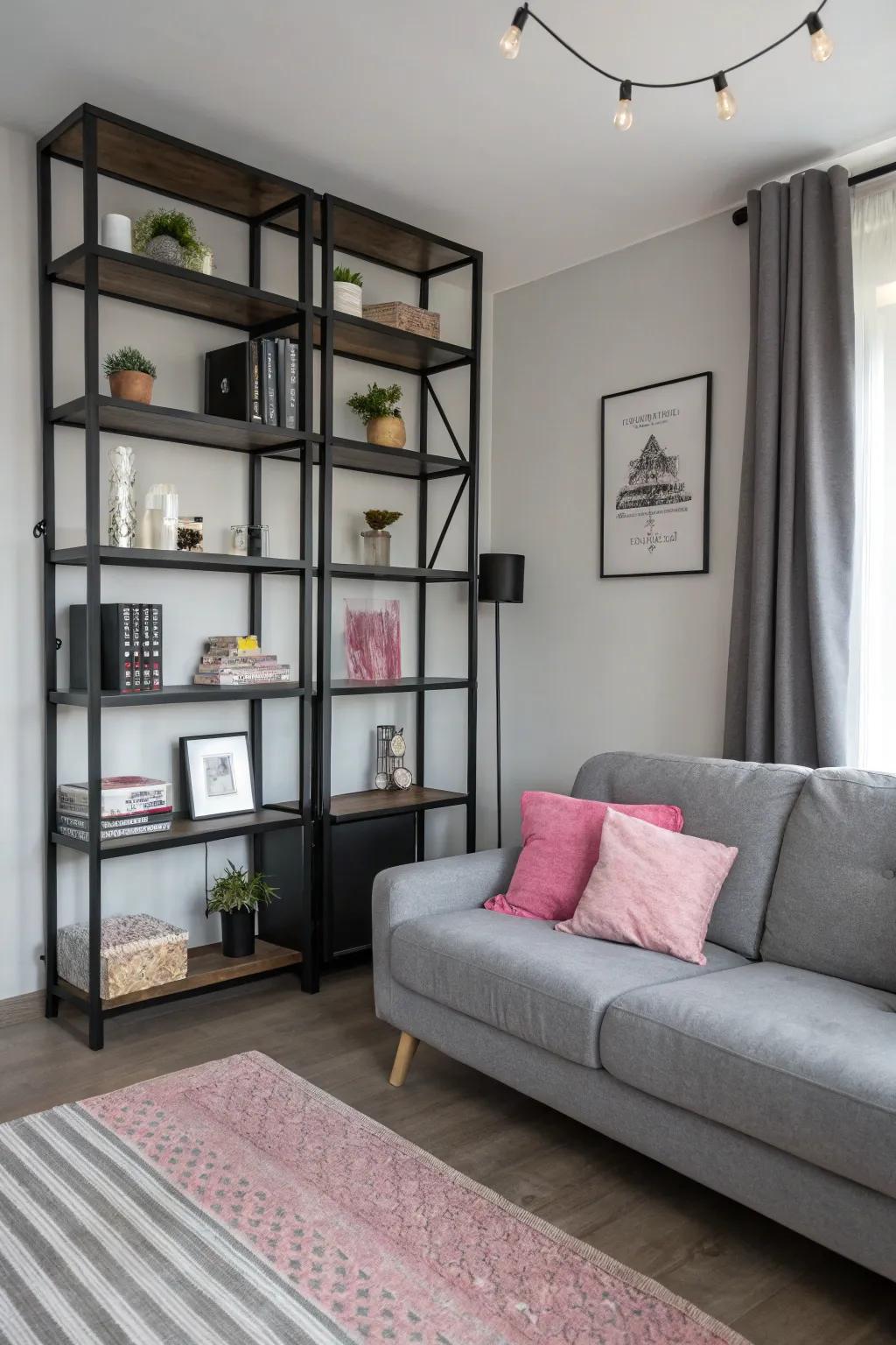 Black accents offer a solid contrast and secure the design.