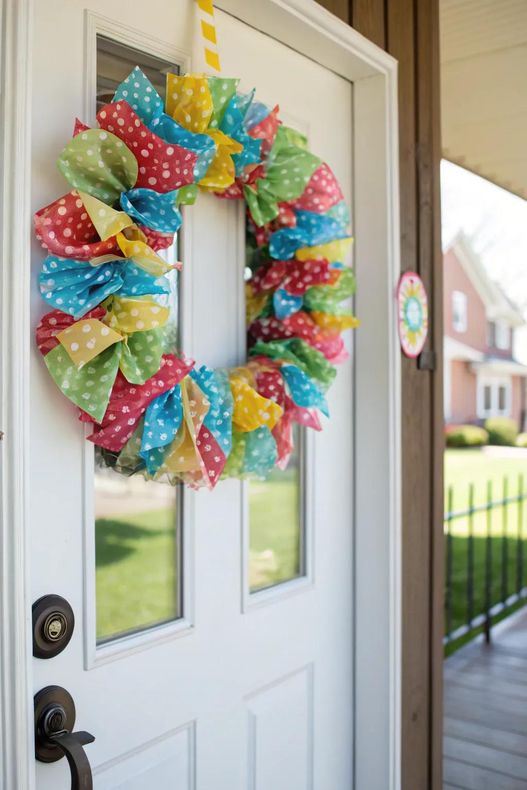 Welcome attendees using an vibrant cloth adornment.